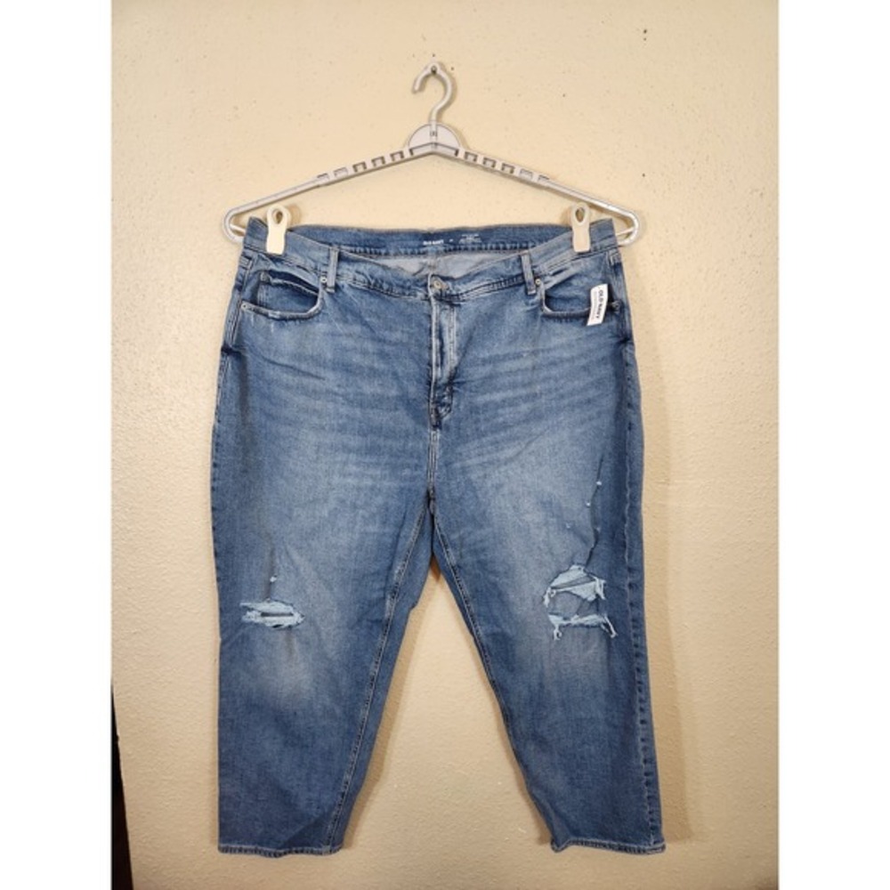 Old Navy Womens Curvy Sky-Hi Straight Jeans Ripped Distressed Denim Size 26
